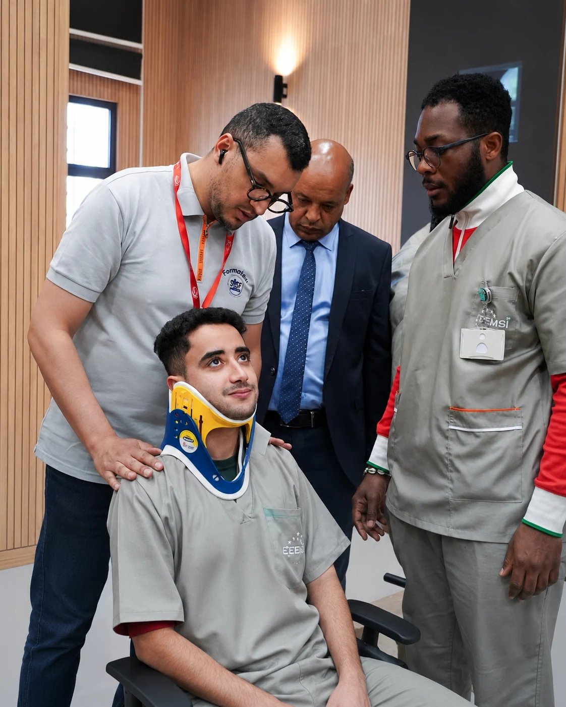 Formation au secourisme et utilisation d’un collier cervical à l’EEMSI